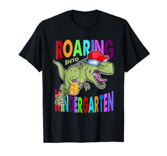 tdlapparel Roaring Kindergarten Dinosaur T Rex Back to School Shirt Boy T-Shirt - TDL-APPAREL