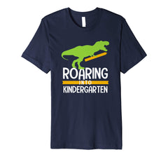 tdlapparel Back to School Shirt Dinosaur Roaring into Kindergarten T Re T-Shirt - TDL-APPAREL