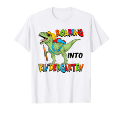tdlapparel Funny T-Rex Dinosaur Roaring To Kindergarten T-shirt T-Shirt - TDL-APPAREL