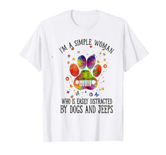 tdlapparel I'm a simple woman who is easily distracted by dogs and jeep T-Shirt - TDL-APPAREL