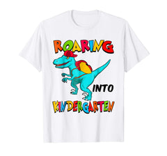 tdlapparel T-rex Roaring Into Kindergarten T-Shirt Raptor T-Shirt - TDL-APPAREL