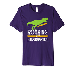 tdlapparel Back to School Shirt Dinosaur Roaring into Kindergarten T Re T-Shirt - TDL-APPAREL