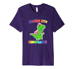 tdlapparel Roaring Kindergarten T Rex Dinosaur Back to School T Shirt