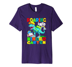 tdlapparel Roaring Kindergarten Dinosaur T Rex Back to School Shirt Boy T-Shirt - TDL-APPAREL