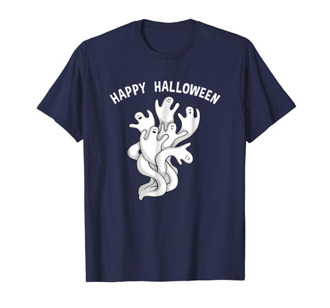 tdlapparel Happy Halloween Ghost Shirt, Spooky Ghoul Squad Tee Gift Short Sleeves Men / Navy / S T-Shirt - TDL-APPAREL
