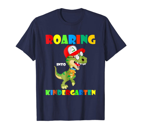 tdlapparel Roaring Kindergarten Dinosaur T Rex Back to School Shirt Boy Short Sleeves Men / Navy / S T-Shirt - TDL-APPAREL