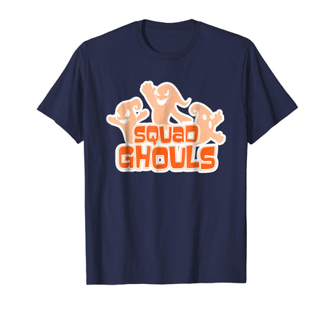 tdlapparel Funny Halloween Shirt Squad Ghouls Scary Ghoat Friends Short Sleeves Men / Navy / S T-Shirt - TDL-APPAREL