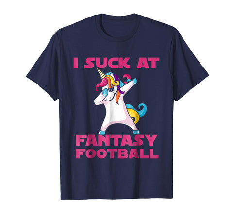 tdlapparel i suck at fantasy football dabbing unicorn t-shirt Short Sleeves Men / Navy / S T-Shirt - TDL-APPAREL