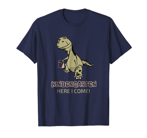 tdlapparel Kindergarten Here I Come Shirt Dinosaur First Day Of School Short Sleeves Men / Navy / S T-Shirt - TDL-APPAREL