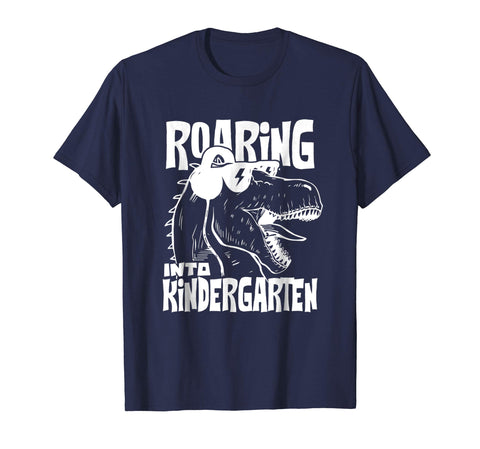 tdlapparel Roaring Kindergarten Dinosaur T Rex Back to School Shirt Boy Short Sleeves Men / Navy / S T-Shirt - TDL-APPAREL