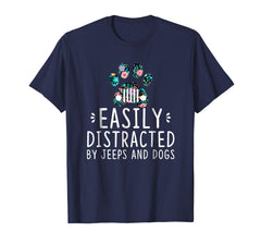 tdlapparel Easily Distracted By Jeeps And Dogs T-Shirt T-Shirt - TDL-APPAREL