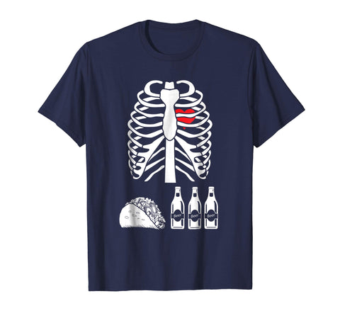 tdlapparel Beer Tacos Skeleton X-Ray Funny Halloween Costume T-shirt Short Sleeves Men / Navy / S T-Shirt - TDL-APPAREL
