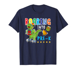 tdlapparel Roaring into Pre-k Funny Dinosaur Back to School Shirt