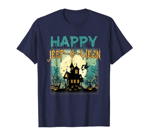 tdlapparel Jeep-O-Ween Jeep Happy Halloween Mens, Womens T Shirt Short Sleeves Men / Navy / S T-Shirt - TDL-APPAREL