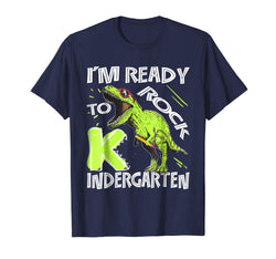 tdlapparel I'm Ready To Rock Kindergarten Dinosaur Shirt Kids Boys