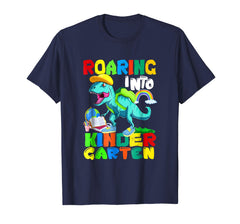 tdlapparel Roaring Kindergarten Dinosaur T Rex Back to School Shirt Boy T-Shirt - TDL-APPAREL