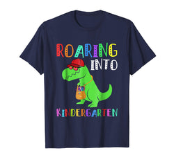 tdlapparel Roaring Kindergarten - Funny Back to School T-Rex T-Shirt
