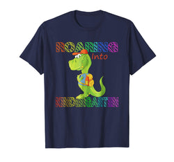 tdlapparel Dinosaur Roaring into Kindergarten Back to School T Shirt