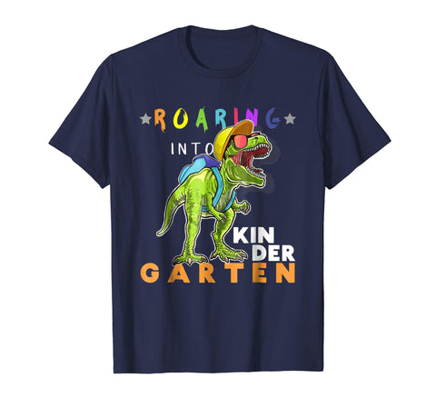 tdlapparel Roaring Kindergarten T Rex Dinosaur Back to School Shirt Boy Short Sleeves Men / Navy / S T-Shirt - TDL-APPAREL