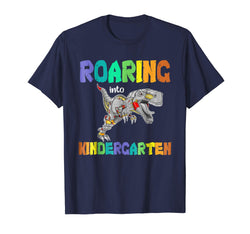 tdlapparel Roaring Into Kindergarten Dinosaur Shirt Gift Ideas