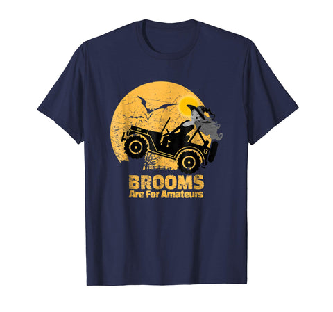 tdlapparel Brooms Are For Amateurs T-Shirt Halloween Jeep T-shirt Short Sleeves Men / Navy / S T-Shirt - TDL-APPAREL