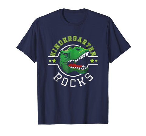 tdlapparel Back to School T Shirt Kindergarten Rocks Funny Dinosaur Tee Short Sleeves Men / Navy / S T-Shirt - TDL-APPAREL