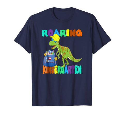 tdlapparel Roaring Kindergarten Dinosaur T Rex Back to School Shirt Short Sleeves Men / Navy / S T-Shirt - TDL-APPAREL