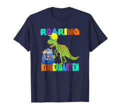 tdlapparel Roaring Kindergarten Dinosaur T Rex Back to School Shirt T-Shirt - TDL-APPAREL