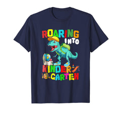 tdlapparel Roaring Kindergarten Dinosaur T Rex Back to School Shirt Boy T-Shirt - TDL-APPAREL