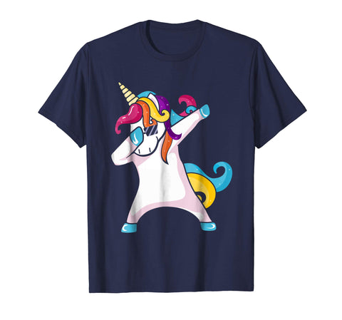 tdlapparel dabbing unicorn t shirt, funny dab dance rainbow squad Short Sleeves Men / Navy / S T-Shirt - TDL-APPAREL