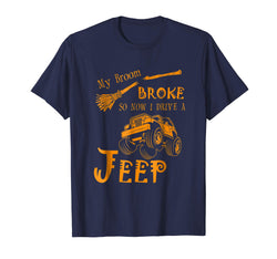 tdlapparel My Broom Broke So I Drive A Jeep Funny Halloween Shirt