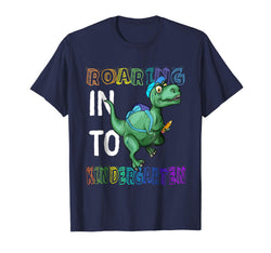 tdlapparel Roaring Kindergarten Dinosaur T Rex Back to School Shirt Boy