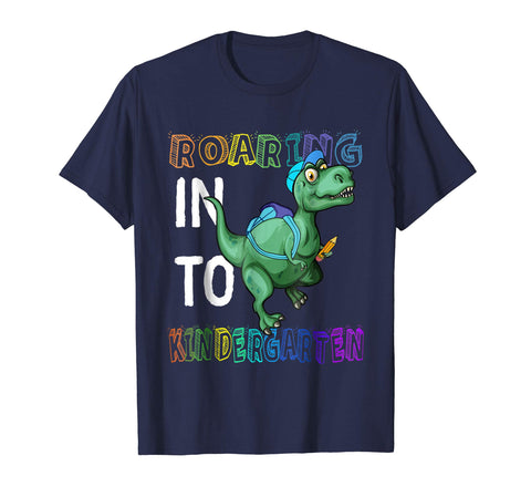 tdlapparel Roaring Kindergarten Dinosaur T Rex Back to School Shirt Boy Short Sleeves Men / Navy / S T-Shirt - TDL-APPAREL