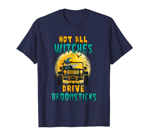 tdlapparel Not All Witches Drive BroomSticks Jeep Halloween T-Shirt Short Sleeves Men / Navy / S T-Shirt - TDL-APPAREL