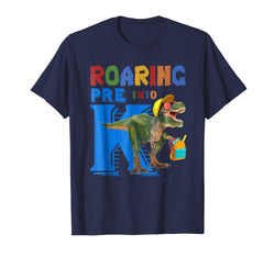 tdlapparel Roaring Kindergarten Dinosaur T Rex Back to School Shirt Boy