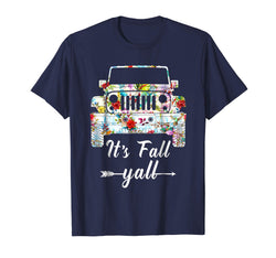 tdlapparel It's fall yall Hippie Flower Jeep Funny T shirt