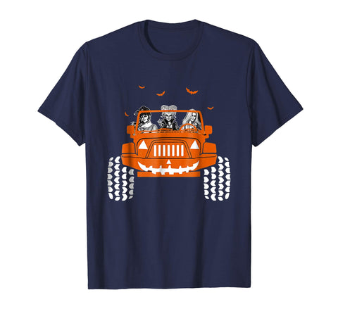 tdlapparel Sanderson Sister Hocus Pocus Driving Jeep Halloween Shirt Short Sleeves Men / Navy / S T-Shirt - TDL-APPAREL
