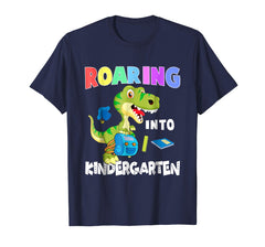 tdlapparel Roaring Kindergarten Dinosaur T Rex Back to School Shirt Boy T-Shirt - TDL-APPAREL