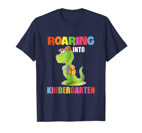 tdlapparel Roaring Kindergarten Dinosaur T Rex Back to School Shirt Boy Short Sleeves Men / Navy / S T-Shirt - TDL-APPAREL