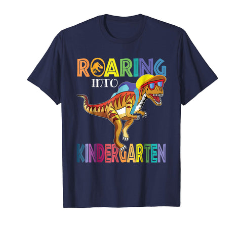 tdlapparel Roaring Kindergarten Dinosaur T-Rex Shirt Back to School Tee Short Sleeves Men / Navy / S T-Shirt - TDL-APPAREL