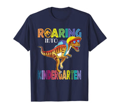 tdlapparel Roaring Kindergarten Dinosaur T-Rex Shirt Back to School Tee T-Shirt - TDL-APPAREL
