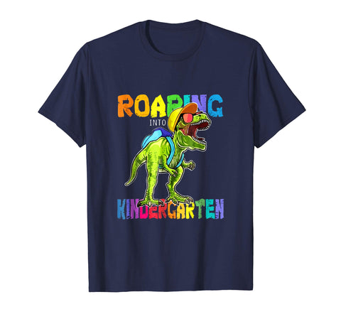 tdlapparel Roaring Kindergarten Dinosaur T Rex Back to School Shirt Boy Short Sleeves Men / Navy / S T-Shirt - TDL-APPAREL