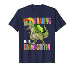tdlapparel Dinosaur Roaring Into Kindergarten Shirt Back To School Gift T-Shirt - TDL-APPAREL
