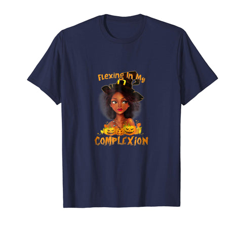 tdlapparel Flexing In My Complexion Halloween T Shirt For Black Girls Short Sleeves Men / Navy / S T-Shirt - TDL-APPAREL