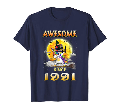 tdlapparel Awesome Since 1991 27th Birthday Unicorn Costume Halloween Short Sleeves Men / Navy / S T-Shirt - TDL-APPAREL