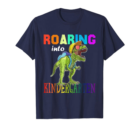 tdlapparel Roaring Into Kindergarten & Dinosaur Back to School Short Sleeves Men / Navy / S T-Shirt - TDL-APPAREL