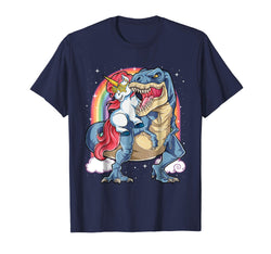 tdlapparel Unicorn Dinosaur T Shirt Girls Gifts Party Rainbow T rex Tee