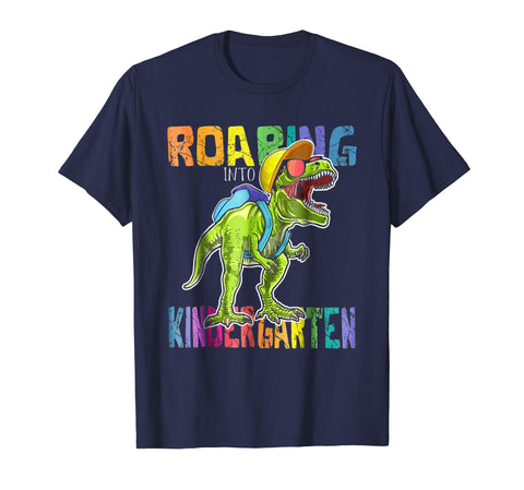 tdlapparel Roaring Kindergarten Dinosaur T Rex Back to School Shirt Boy Short Sleeves Men / Navy / S T-Shirt - TDL-APPAREL