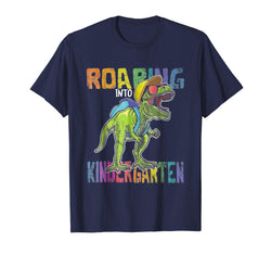 tdlapparel Roaring Kindergarten Dinosaur T Rex Back to School Shirt Boy