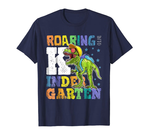 tdlapparel Roaring Kindergarten Dinosaur T Rex Back to School Shirt Boy Short Sleeves Men / Navy / S T-Shirt - TDL-APPAREL